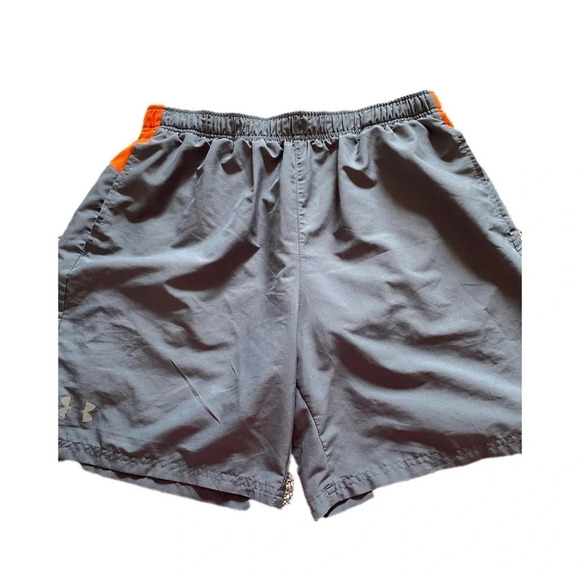 Under Armour Men’s Large Dark gray and orange fitted Athletic Shorts - Picture 3 of 10